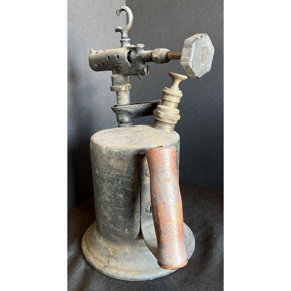 Wood Handle Antique Clayton & Lambert Mfg Co Gas Blow Torch Pat 1921 Untested - Picture 5 of 10